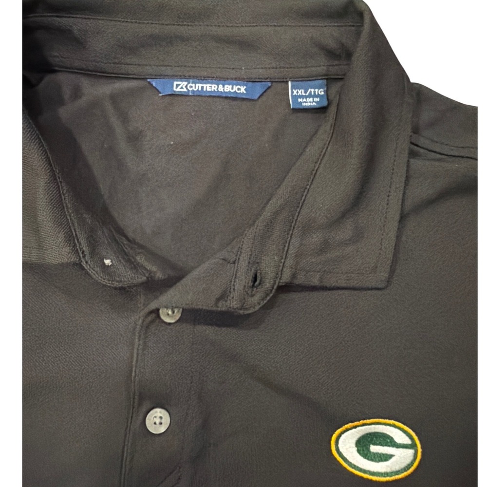 Cutter & Buck Green Bay Packers Polo Shirt Mens XXL Black Embroidered Logo NFL